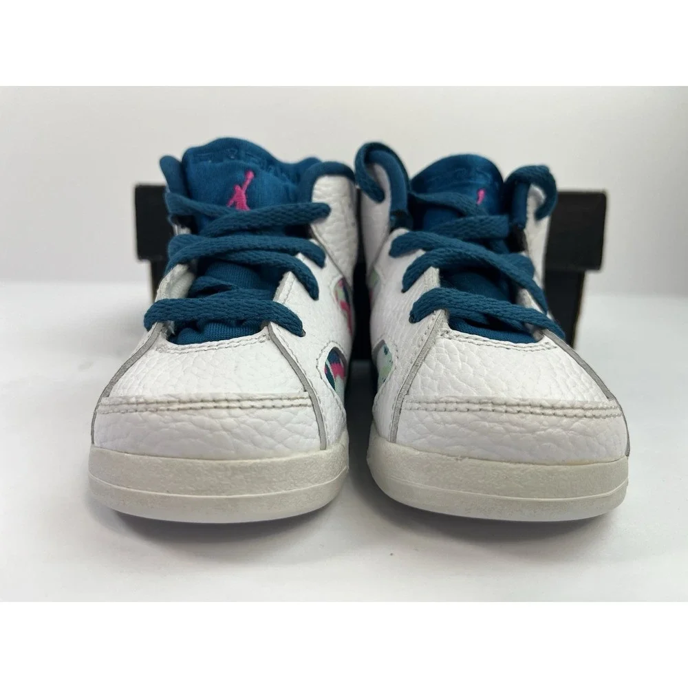 Air Jordan 6 Retro TD Size 6C Green Abyss Laser White Fuchsia 645127-153